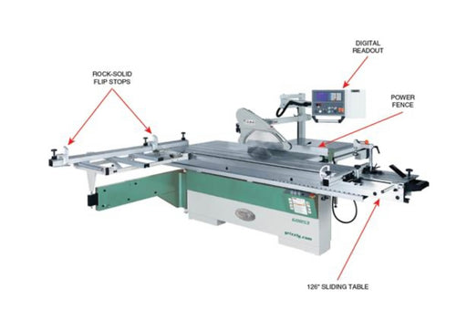 Grizzly G0853 - 14" 10 HP 3-Phase Sliding Table Saw with DRO and CNC Fence