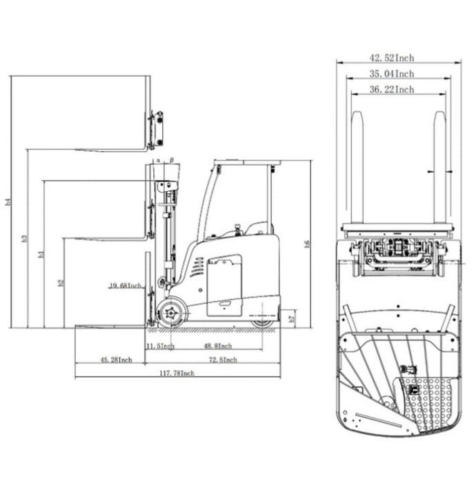Stand-up Rider Forklift 216" Lift 4000 lbs | Ekko EK18RFLi