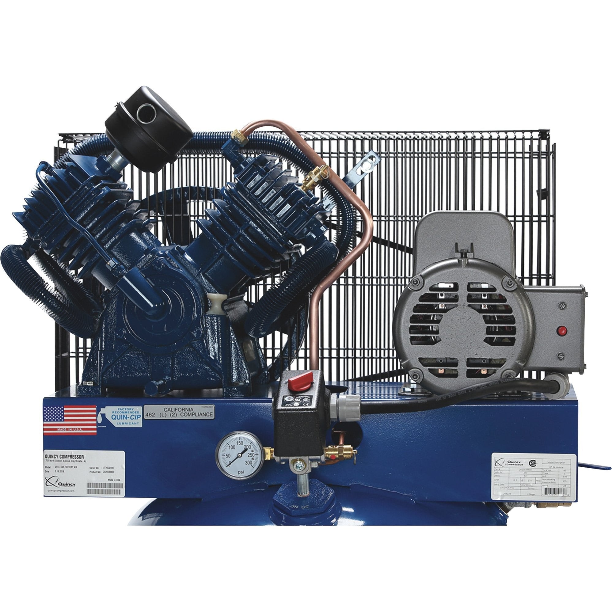 Splash Ring Compressor Quincy QT-5 Splash Lubricated Reciprocating Air Compressor I 5 HP, 230 ...