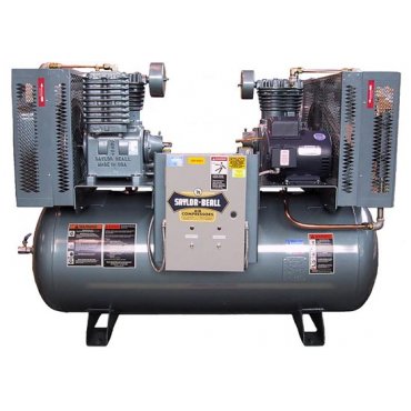 X-PL-451524 Two-Stage Duplex Air Compressor, Pressure Lubricated| Saylor-Beall | 10 HP, 240 Gallon Tank, 102 CFM, 3 Phase |