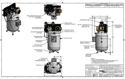 VR10-12, Advantage Series Reciprocating Air Compressor I 10hp, 230 volt / 3 phase I 120g Tank  | Air Compressor | Capital Woods Machinery