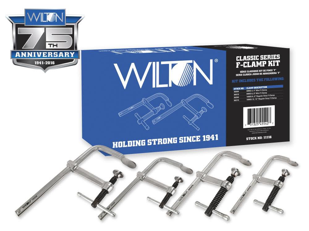 WILTON 11116 F-Clamp Kit | 12" Opening 1,800lb Pressure
