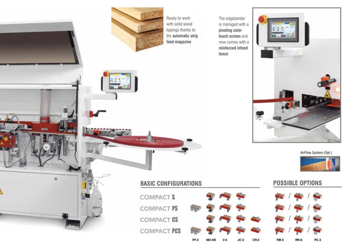 Automatic Edgebander | Compact PS | Single Phase (32ft/.min.) | edgebanding Max 3mm, (solid Wood 5mm) | 8 to 60mm panels | Min. Panel Width 75 mm (2.95”) Edgebander CEHISA