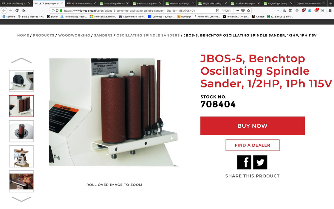 Benchtop Oscillating Spindle Sander, 1/2HP, 1Ph 115V | JBOS-5 | 708404  | Oscillating Spindle Sander | JET