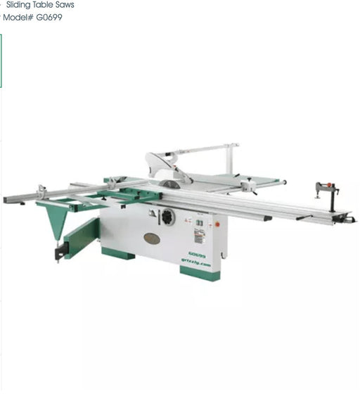 Sliding Table Saw with Scoring Blade Motor | 12" 7-1/2 HP 3-Phase | Grizzly G0699 Sliding Panel Saw Grizzly